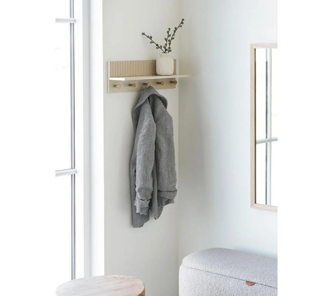 ebuy24 Garderobenhalter Nika Wandgarderobe 5 Haken Beige
