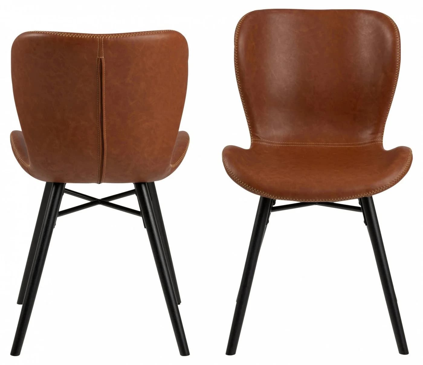 ACTONA GROUP Esszimmerstuhl 2er Set Braun Kunstleder Massivholz