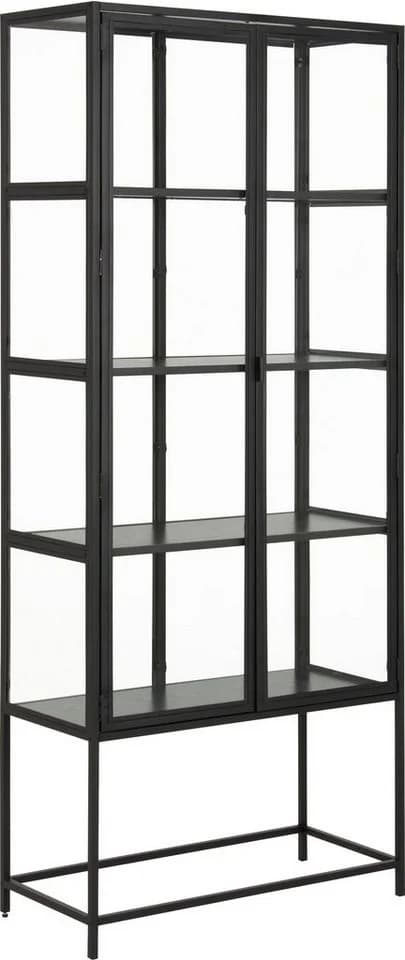 Glasvitrine ACTONA GROUP Schwarz Metallrahmen 4 Böden