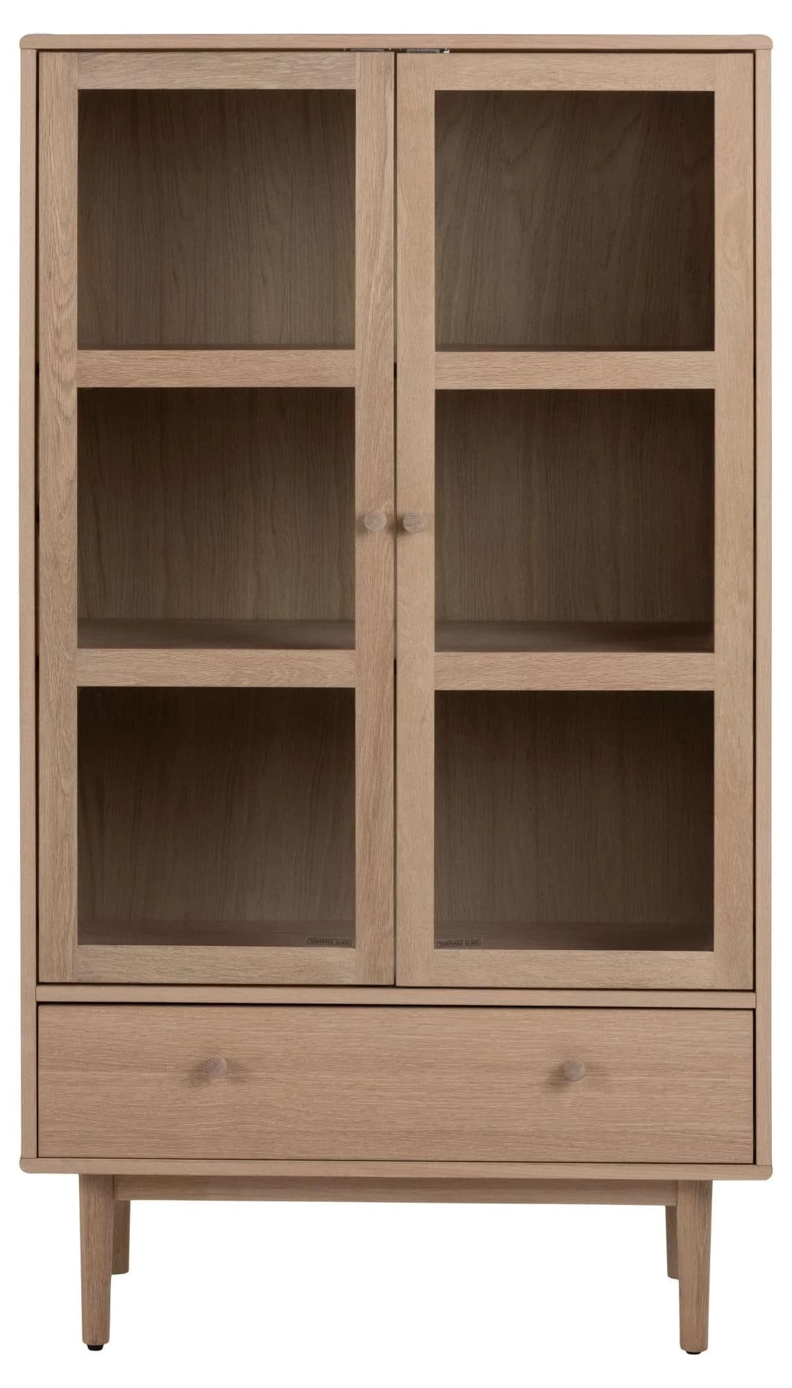 ACTONA GROUP Vitrine Aston Weiß Eiche Furnier 2 Glastüren