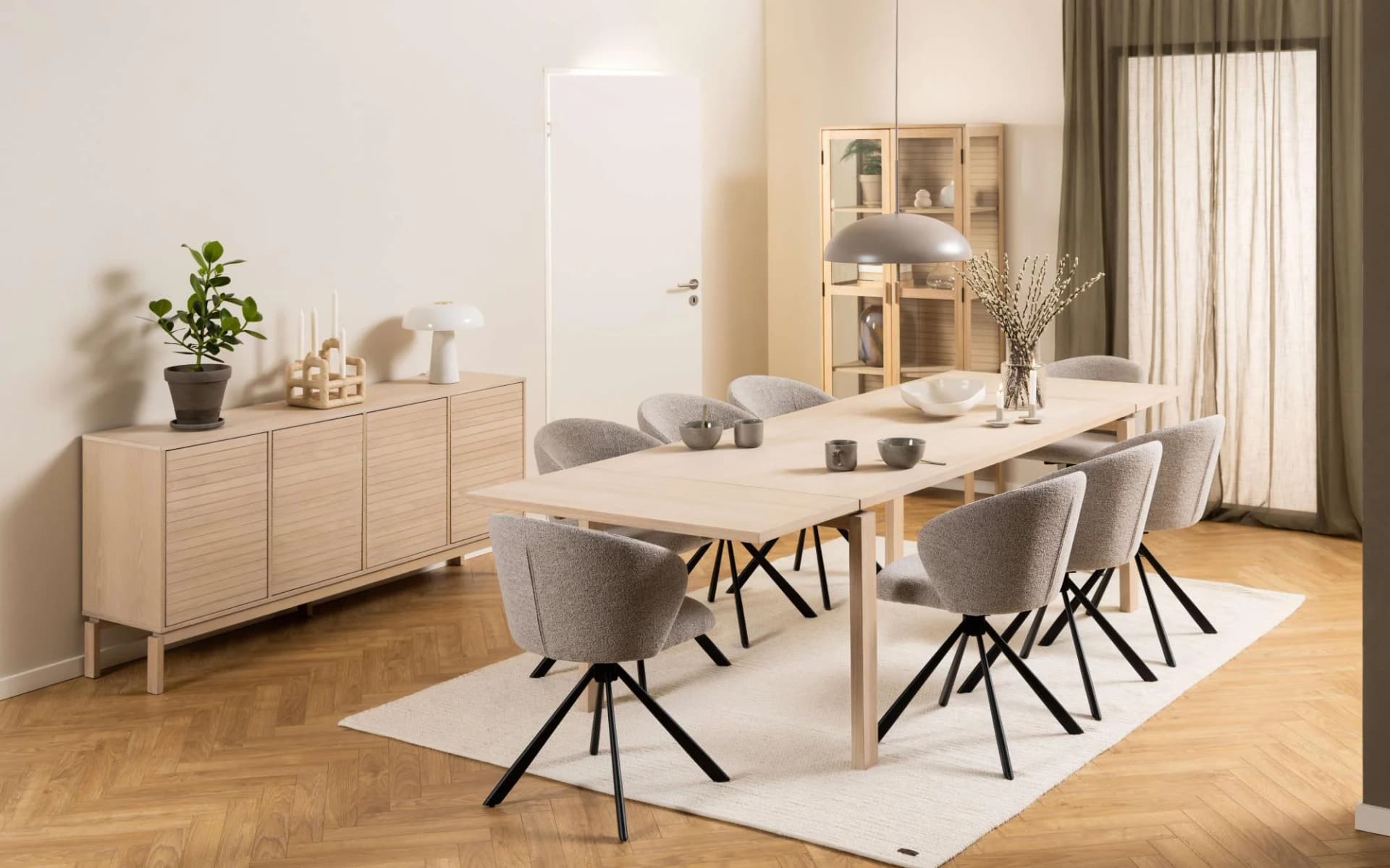 Esstisch ACTONA GROUP Linley Tisch Weiß Eichenfurnier Geölt