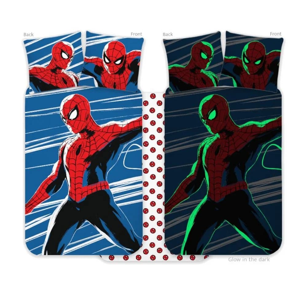 Spiderman Babybettwäsche Blau Glow in the Dark 100% Baumwolle