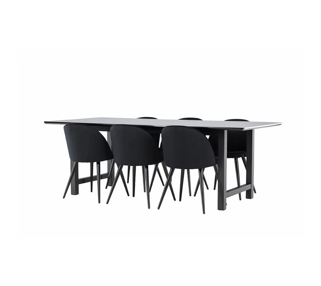 ebuy24 Essgruppe Oslo 7-tlg. Esstisch 220x100cm schwarz mit 6 Stühlen