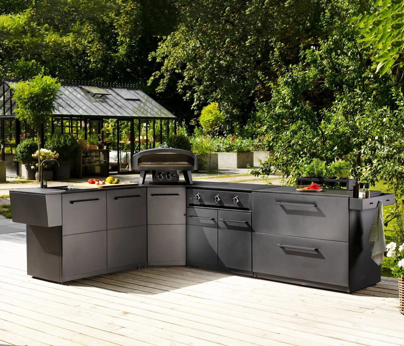 COZZE Outdoor-Küche Eckmodul Elements Schwarz HPL