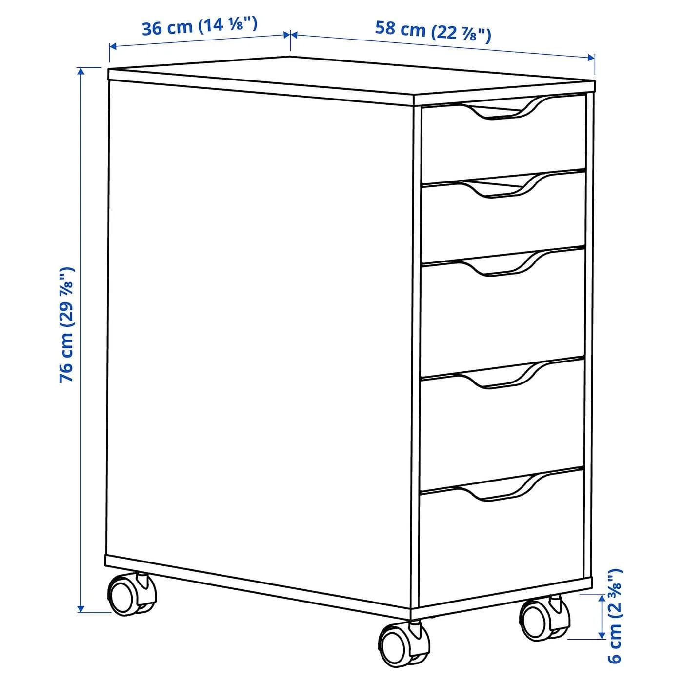 IKEA ALEX Schubladenelement auf Rollen Schwarz