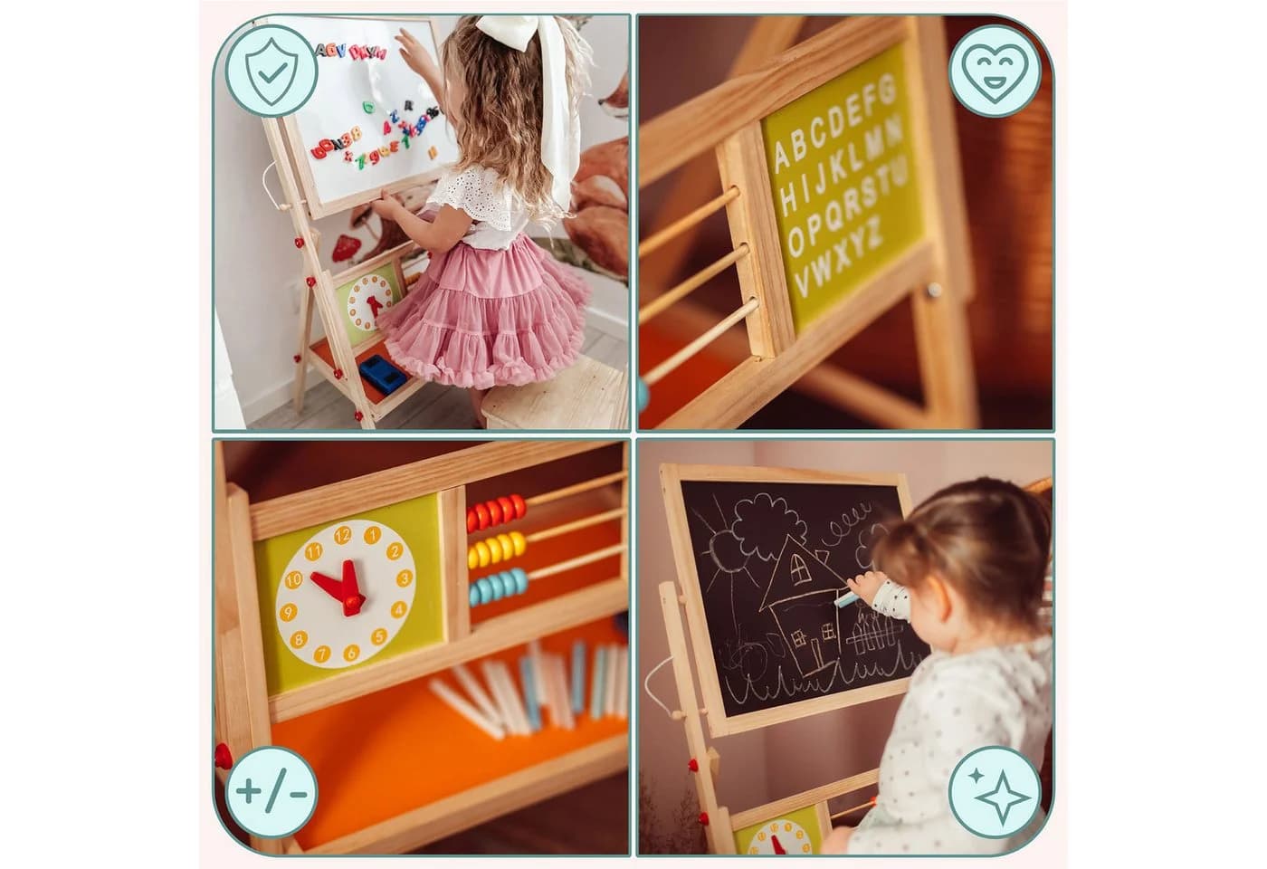 Mamabrum 2-in-1 Kindertafel Kreidetafel Whiteboard mit Magnetbuchstaben