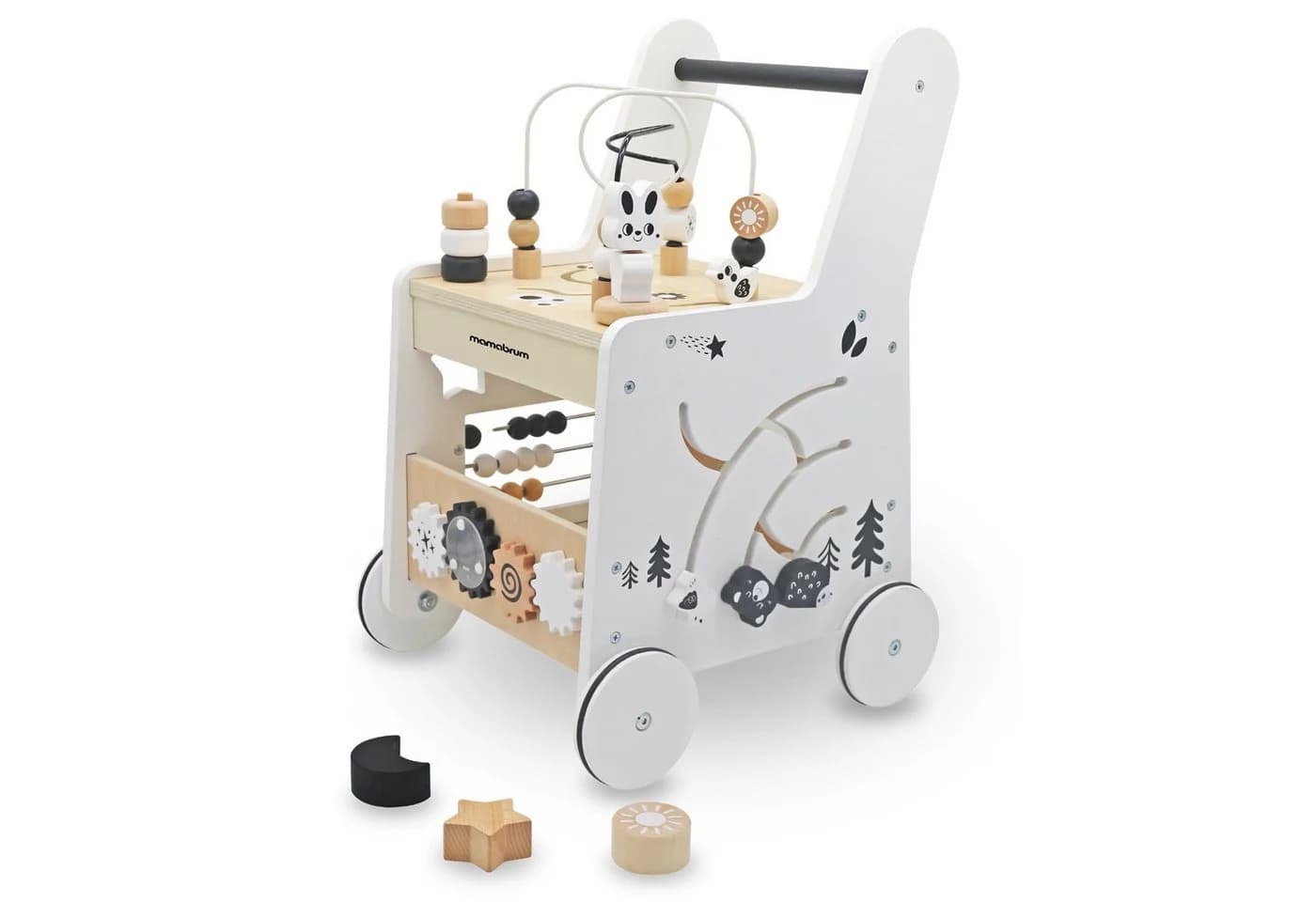Mamabrum 6-in-1 Holz Lauflernwagen mit Aktivitätsspielzeug
