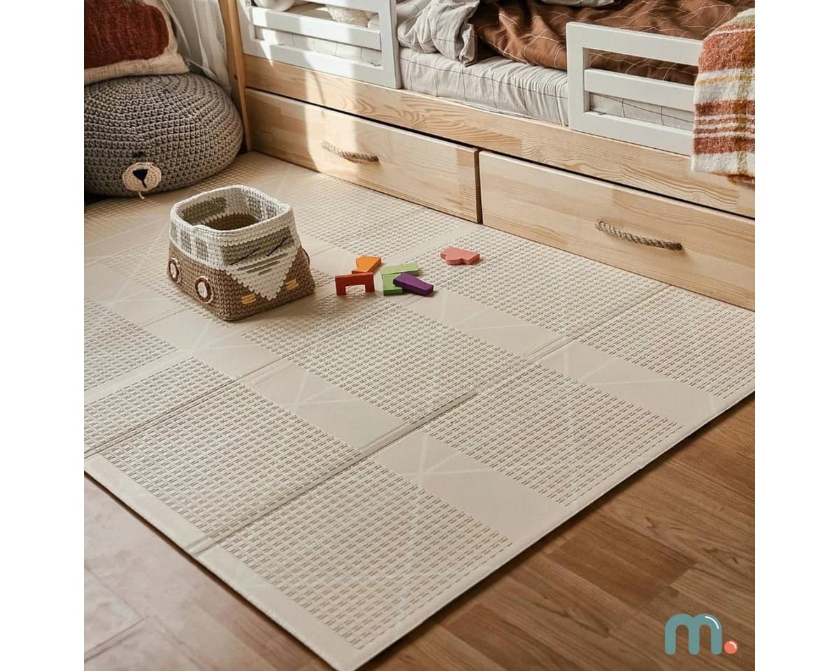 Mamabrum Spielmatte Doppelseitig Faltbar XPE Schaumstoff Beige