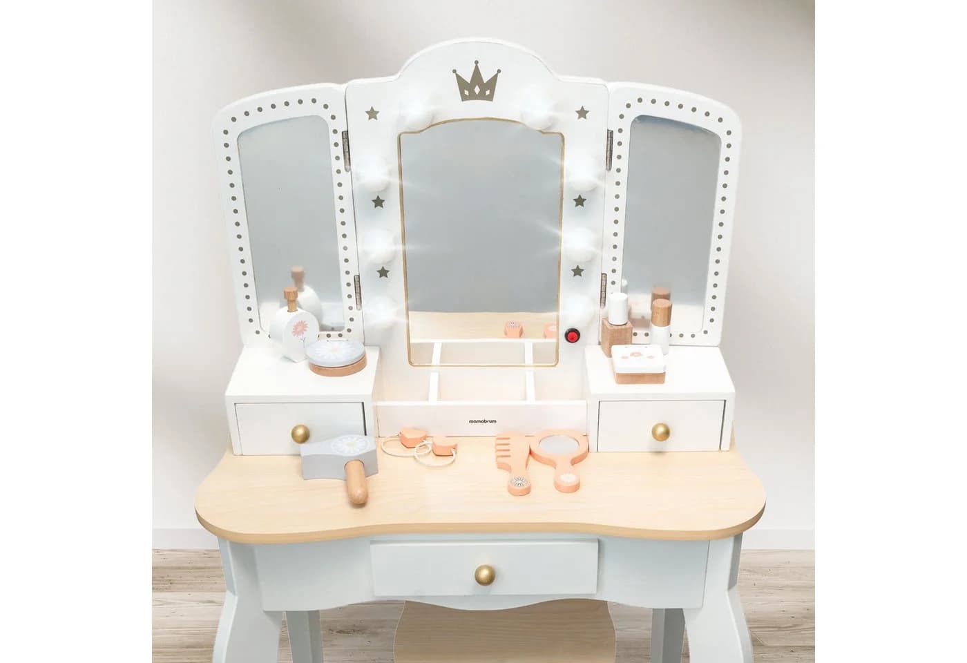 Mamabrum 2in1 Kinder-Schminktisch LED Licht Modern Barock