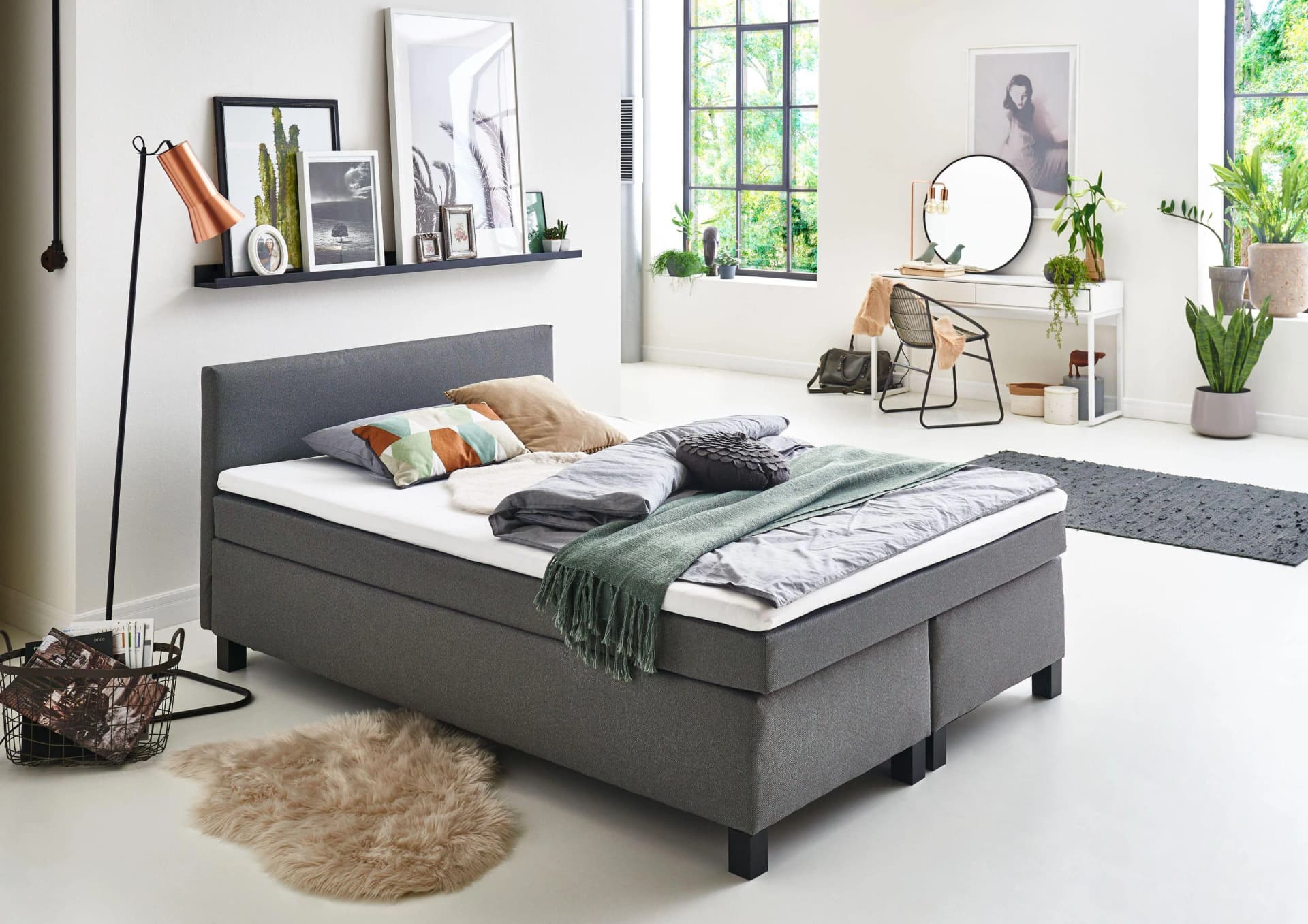 SUN GARDEN Boxspringbett SALLY Silber Polyester