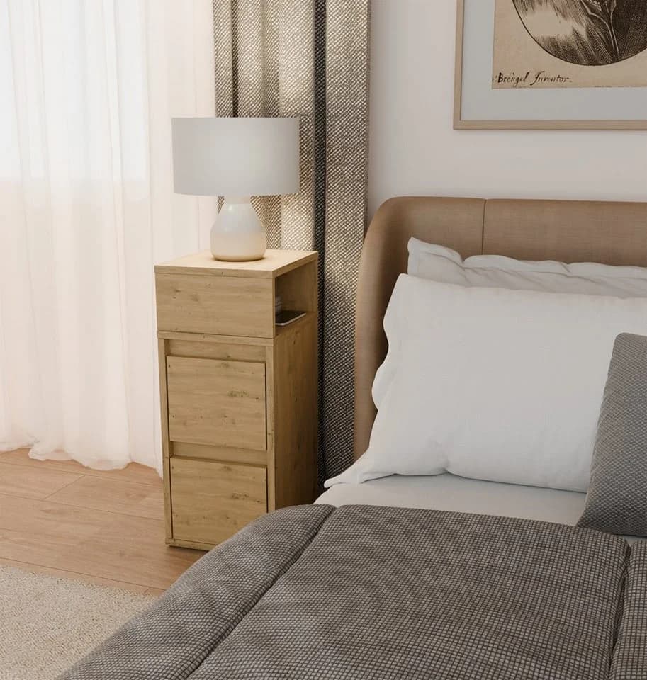 ibonto Nachttisch YORK mit 2 Schubladen und Ablage, Eiche Artisan