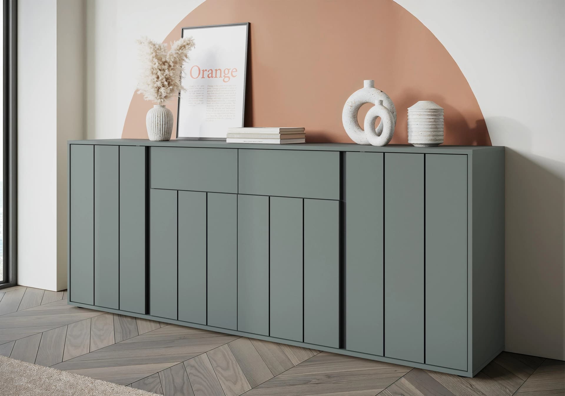 Home Affaire Sideboard VEDDEL Grün 203cm Melamin