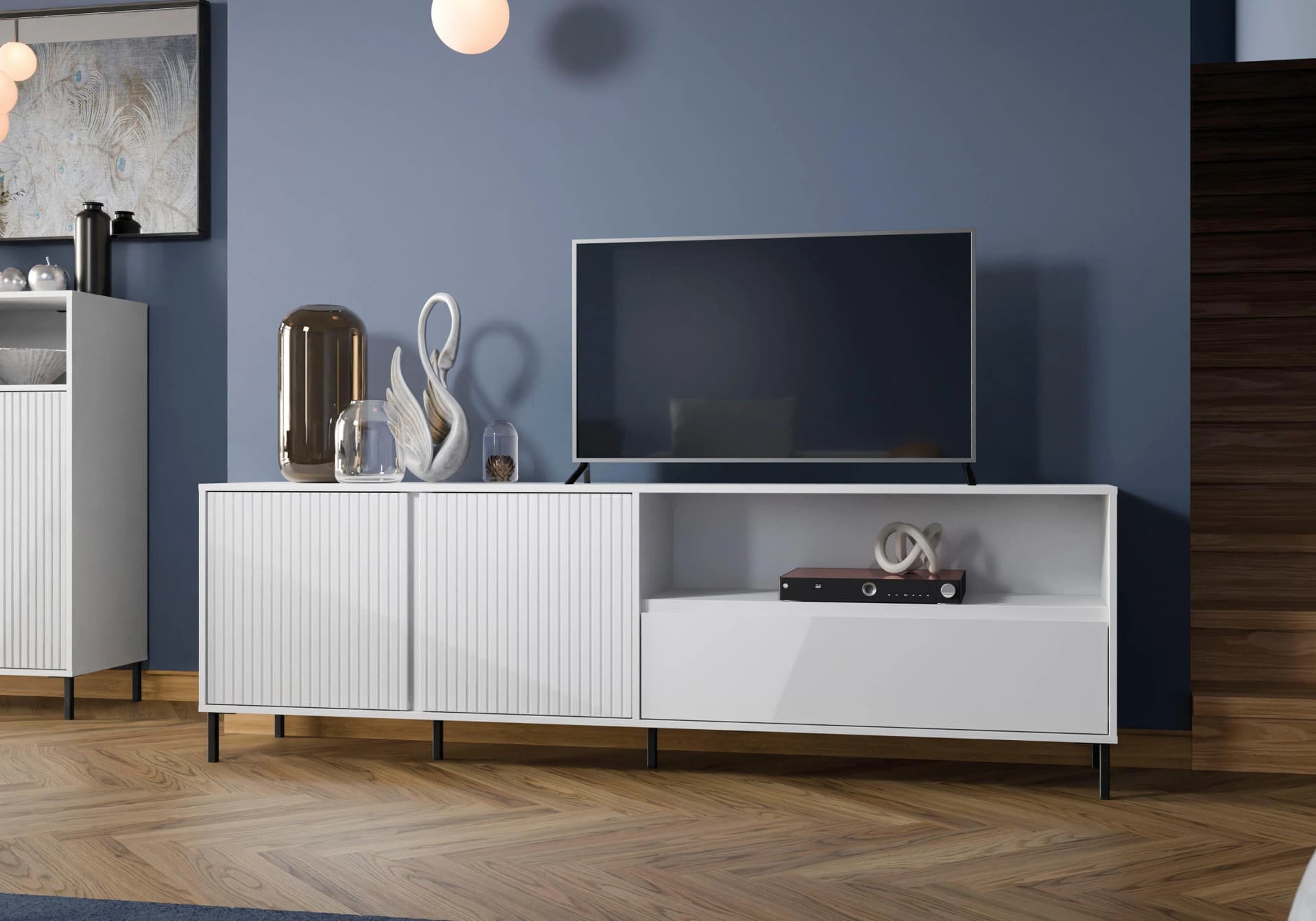 Lowboard HOME AFFAIRE - Weiß, Modern, Grifflos