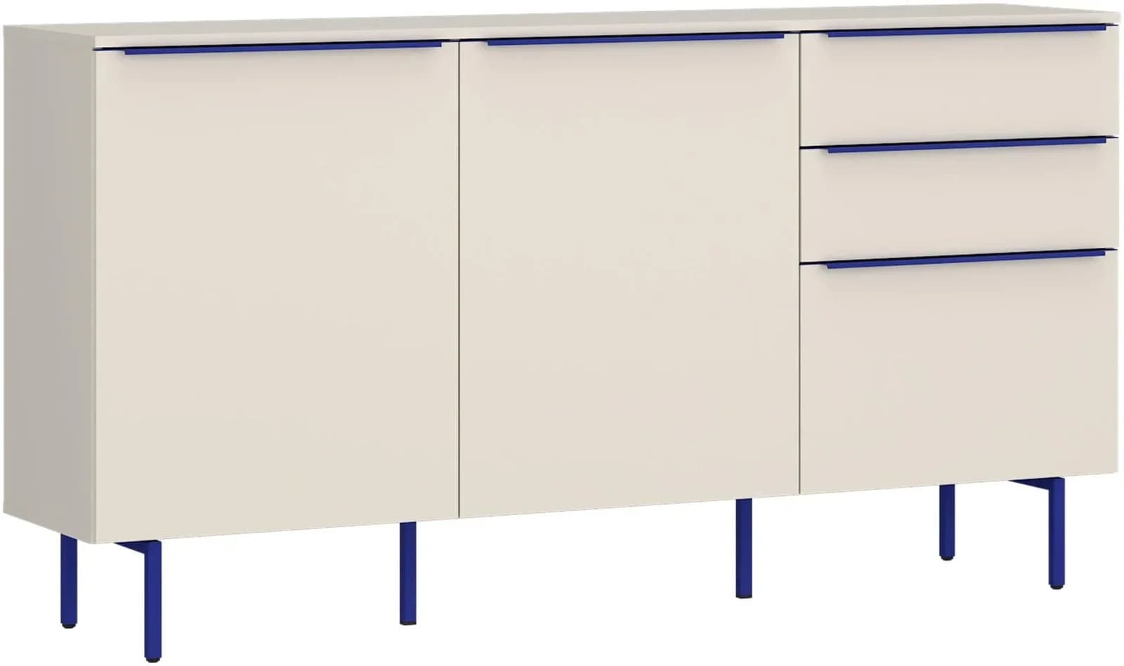 TOM TAILOR HOME Kommode 3 Türen 2 Schubladen Light Taupe Cobalt Blue