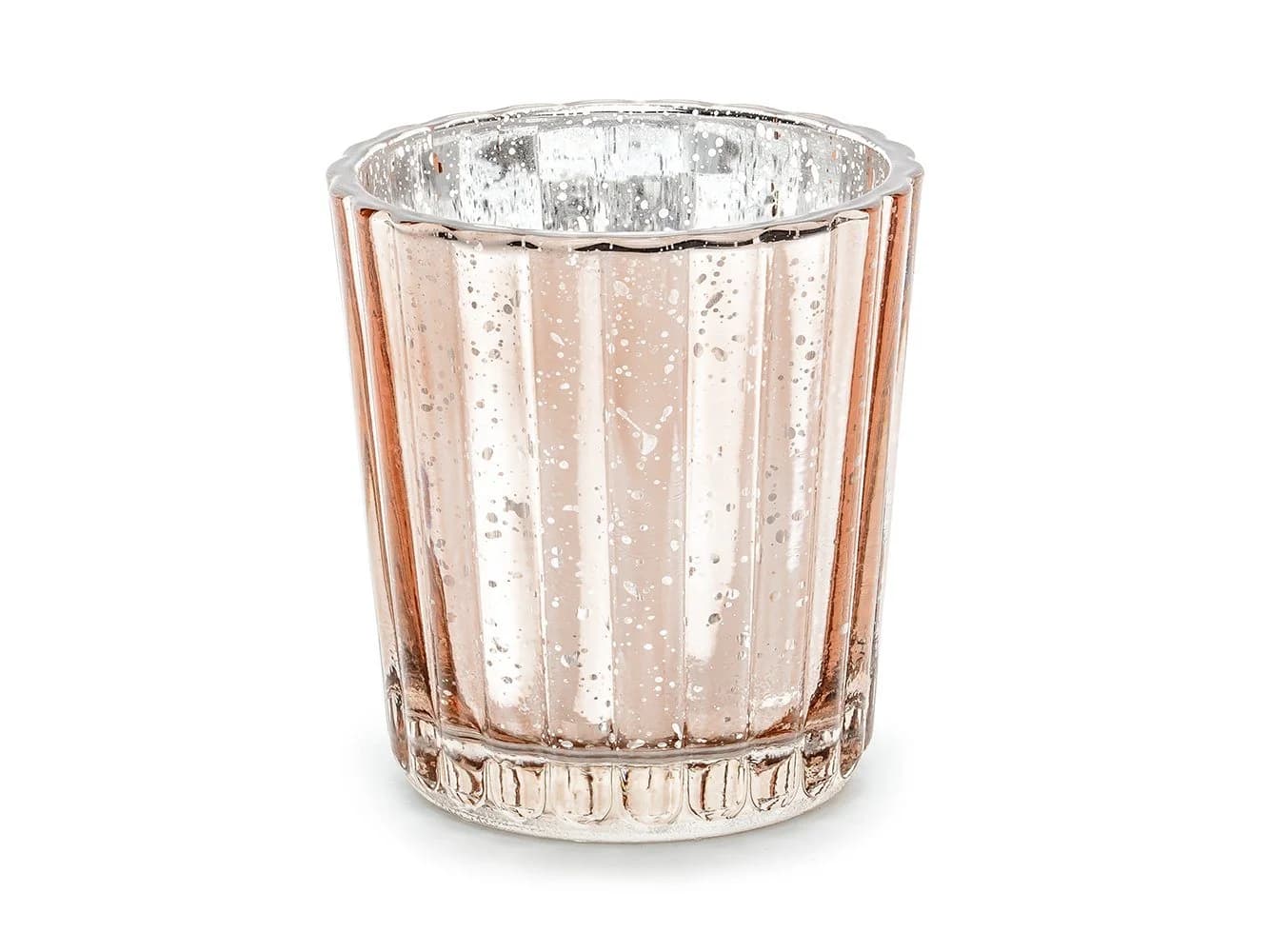partydeco Teelichthalter Glas 5,5x6cm Roségold 4er Set