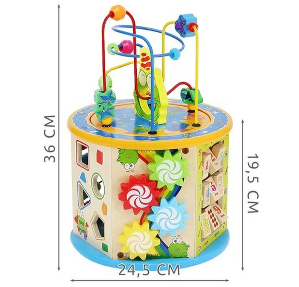 KRUZZEL Motorikwürfel Lernwürfel 8-in-1 Holzspielzeug