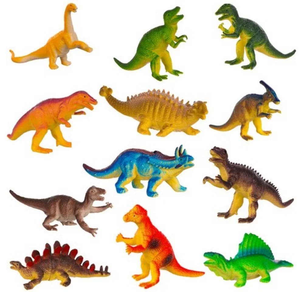 KRUZZEL 12-tlg. Dinosaurierfiguren Set Bunt PVC Kinderspielzeug