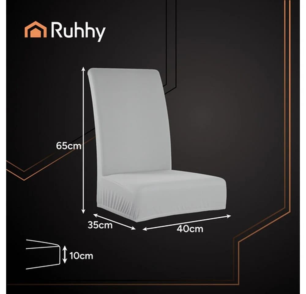 Ruhhy Stuhlbezug 6er-Set Grau Polyester Elasthan