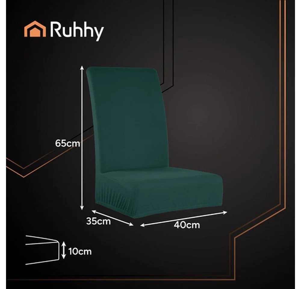 Ruhhy Stuhlhussen 6er Set Flaschengrün Polyester Elasthan