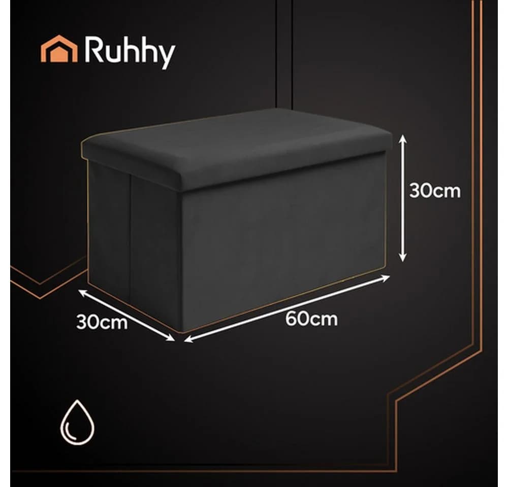 Ruhhy Pouf Hocker Sitzbox Samtpouf 54 l Stauraum