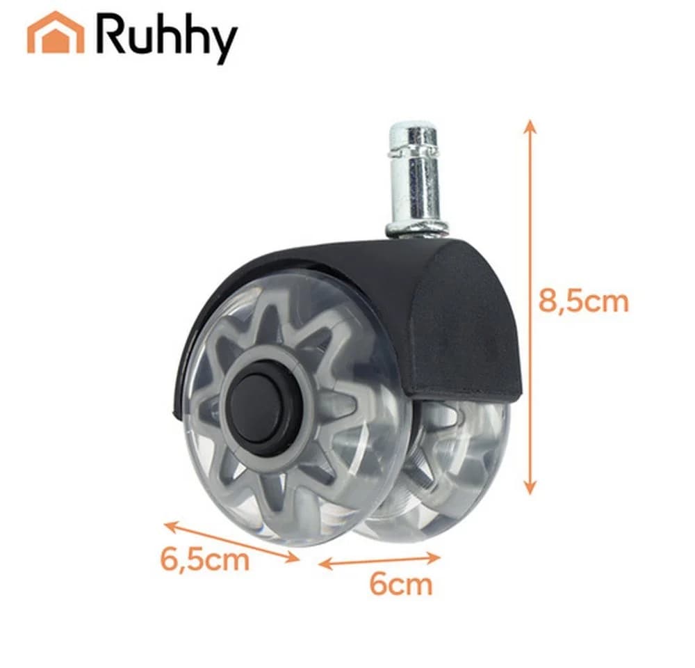 Ruhhy Stuhlrollen 5er-Set 2,5 Zoll Grau