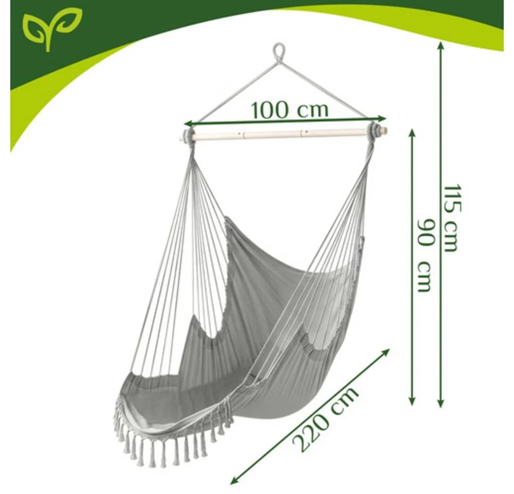 Gardlov Hängesessel Grau mit Kissen & Metallstange