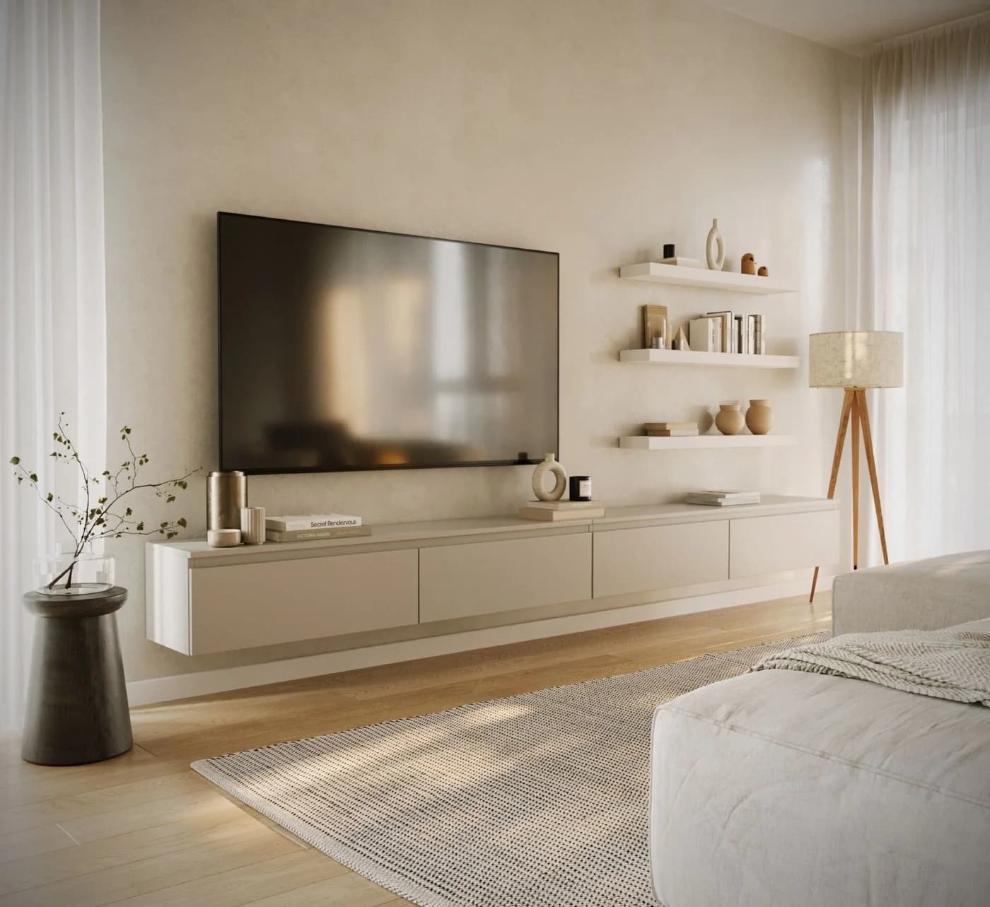 Selsey TV-Schrank BEMMI Hängendes TV-Board Grau 300 cm