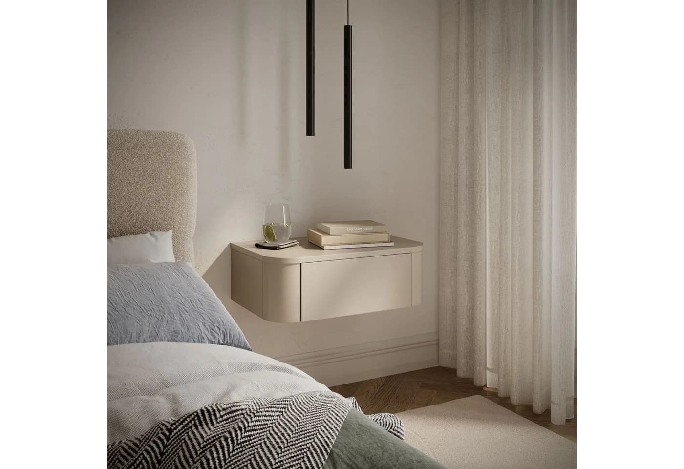 Selsey Nachttisch LUVIO 2er-Set Hängend Grifflos 59 cm
