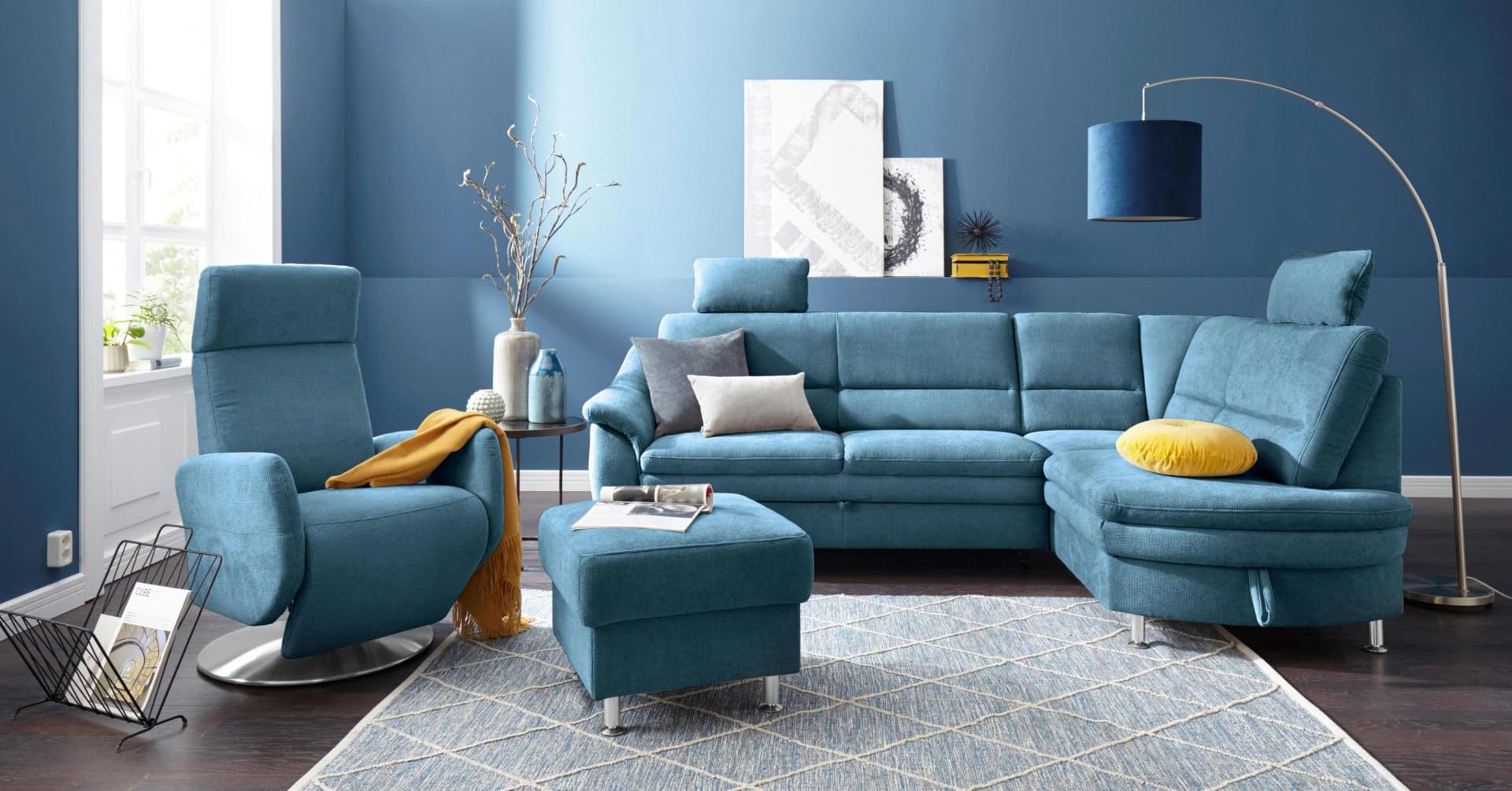 SIT & MORE Hocker Cardoso Stauraum Azur Microfaser
