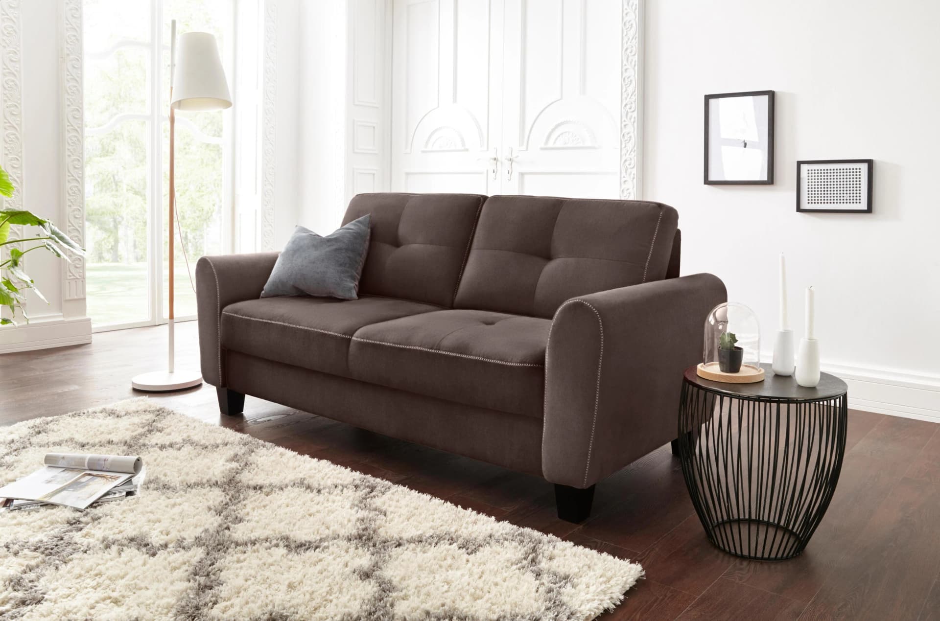 Sit & More Varese 2,5-Sitzer Sofa Dunkelbraun Luxus-Microfaser
