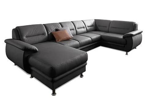 Sit & More Wohnlandschaft Mailand U-Form Schwarz mit Bettfunktion