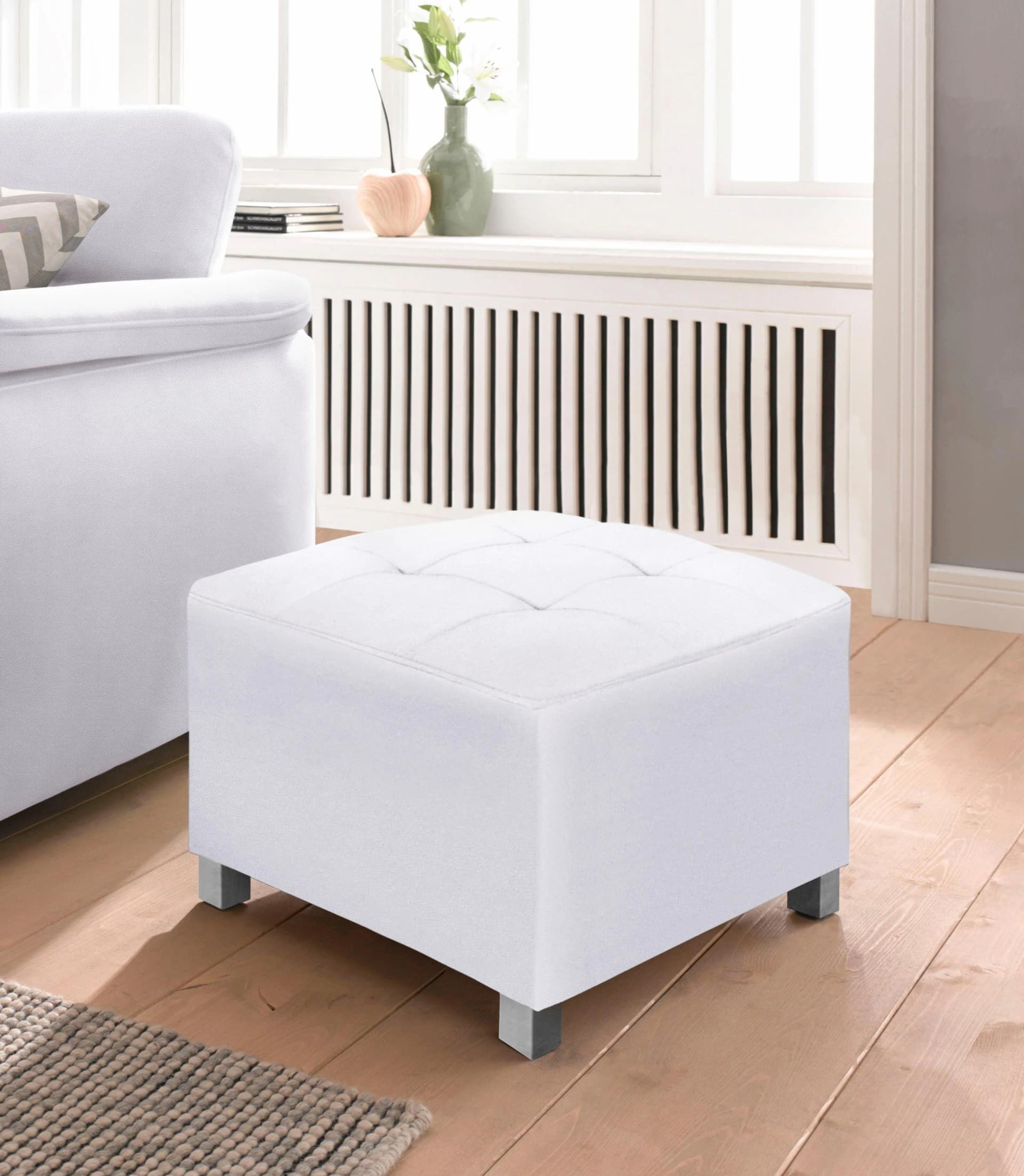 SIT & MORE Hocker Pablo Altweiß Kunstleder Microfaser