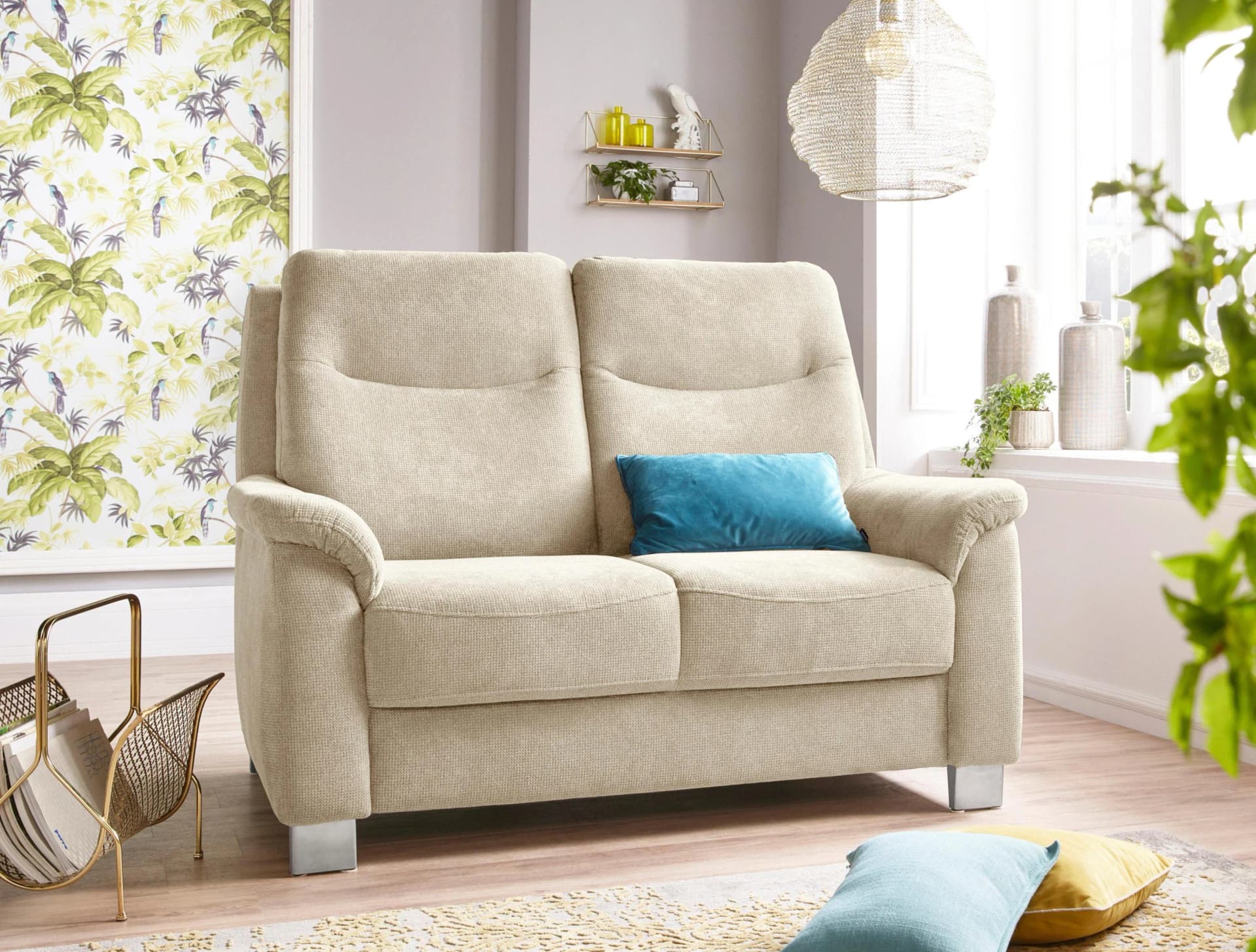 2-Sitzer Sofa Boccaccio Creme Federkern Kunstleder SOFTLUX
