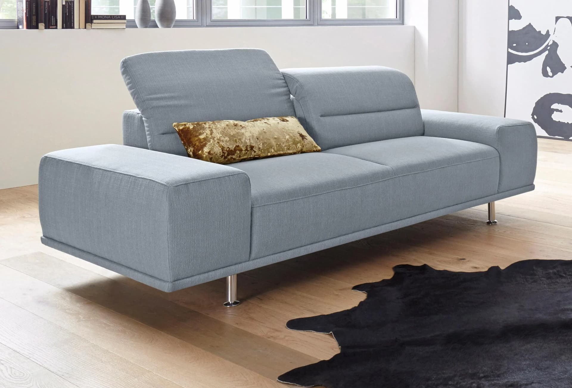 Sit & More 3-Sitzer Sofa Mariola Hellgrau mit Verstellfunktion