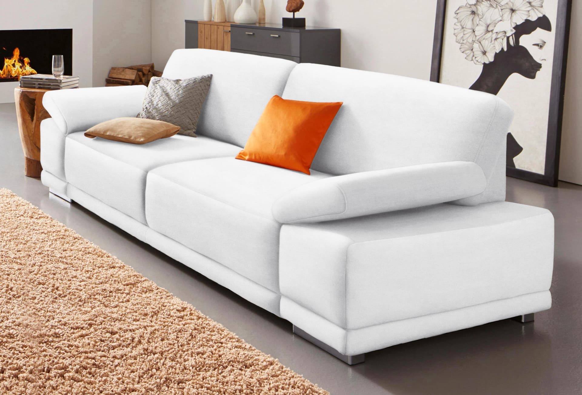 SIT & MORE Coria 3-Sitzer Sofa Weiß Kunstleder