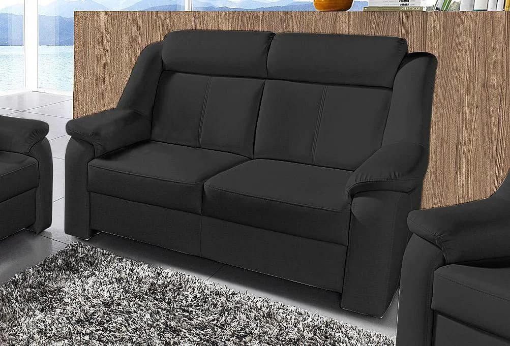 SIT & MORE Basel 2-Sitzer Sofa Schwarz Kunstleder