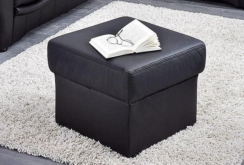 SIT & MORE Hocker Bansin Schwarz Kunstleder & Leder