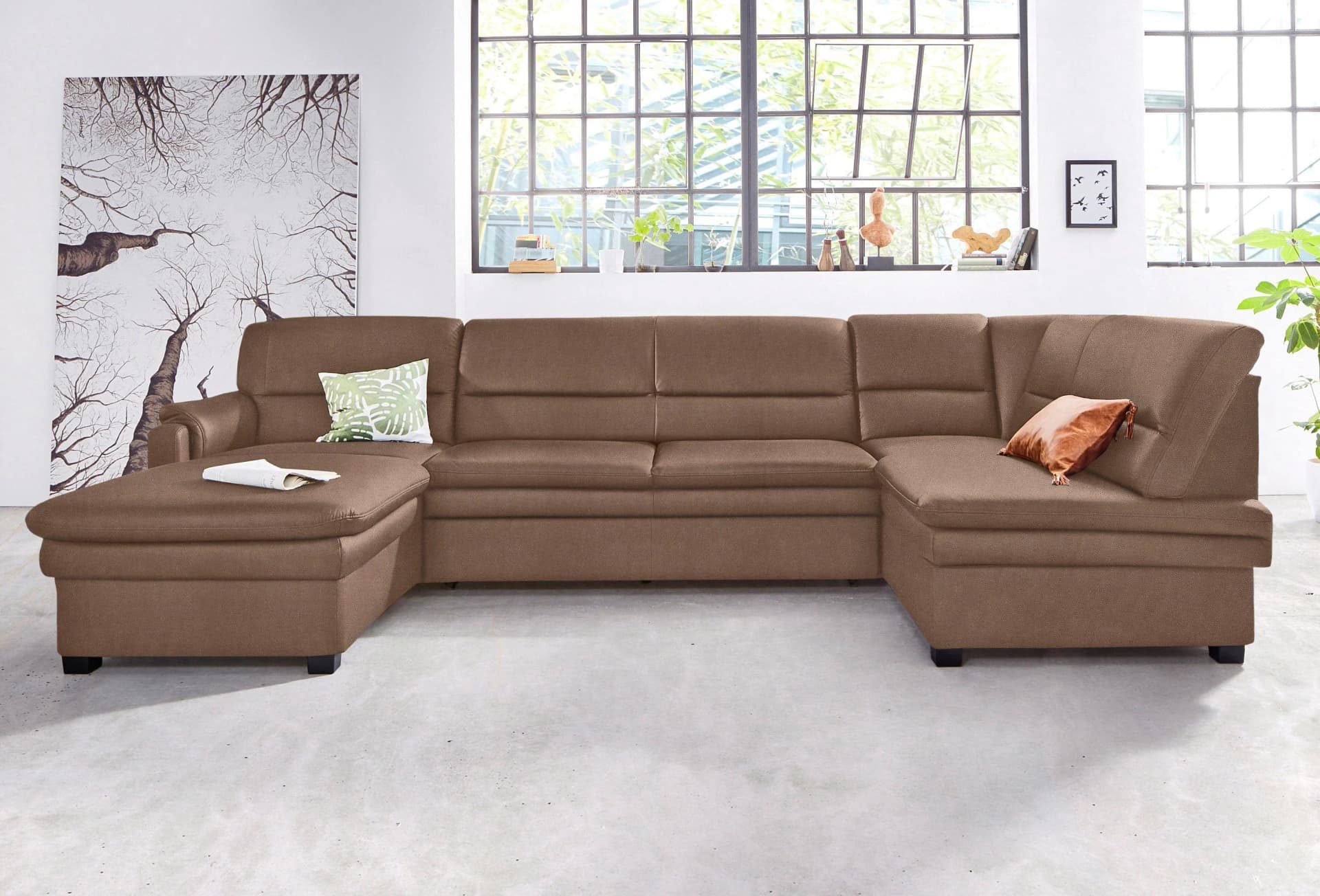 SIT & MORE Kopfstütze Pisa Braun Luxus-Microfaser & Leder