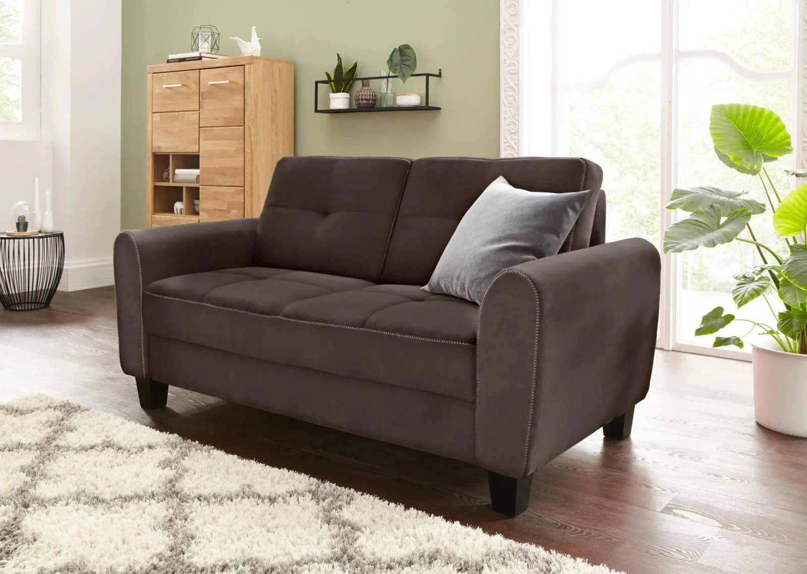 Sit & More Sofa Varese 2-Sitzer Dunkelbraun Microfaser