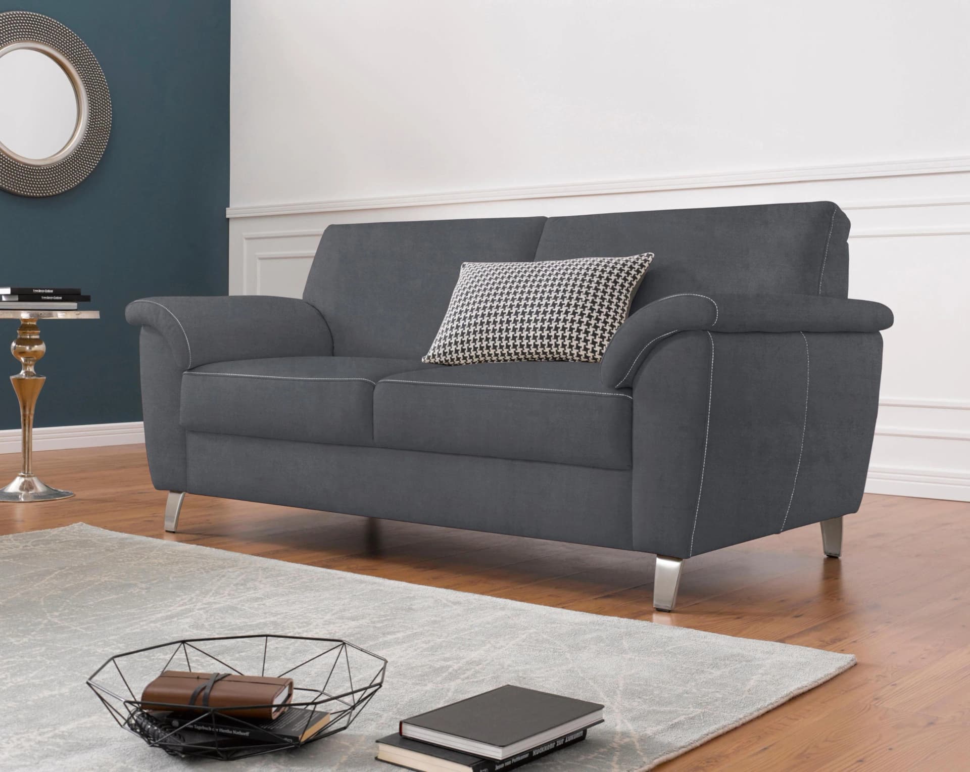 Sit & More Texel 2,5-Sitzer Sofa Dunkelgrau Luxus-Microfaser
