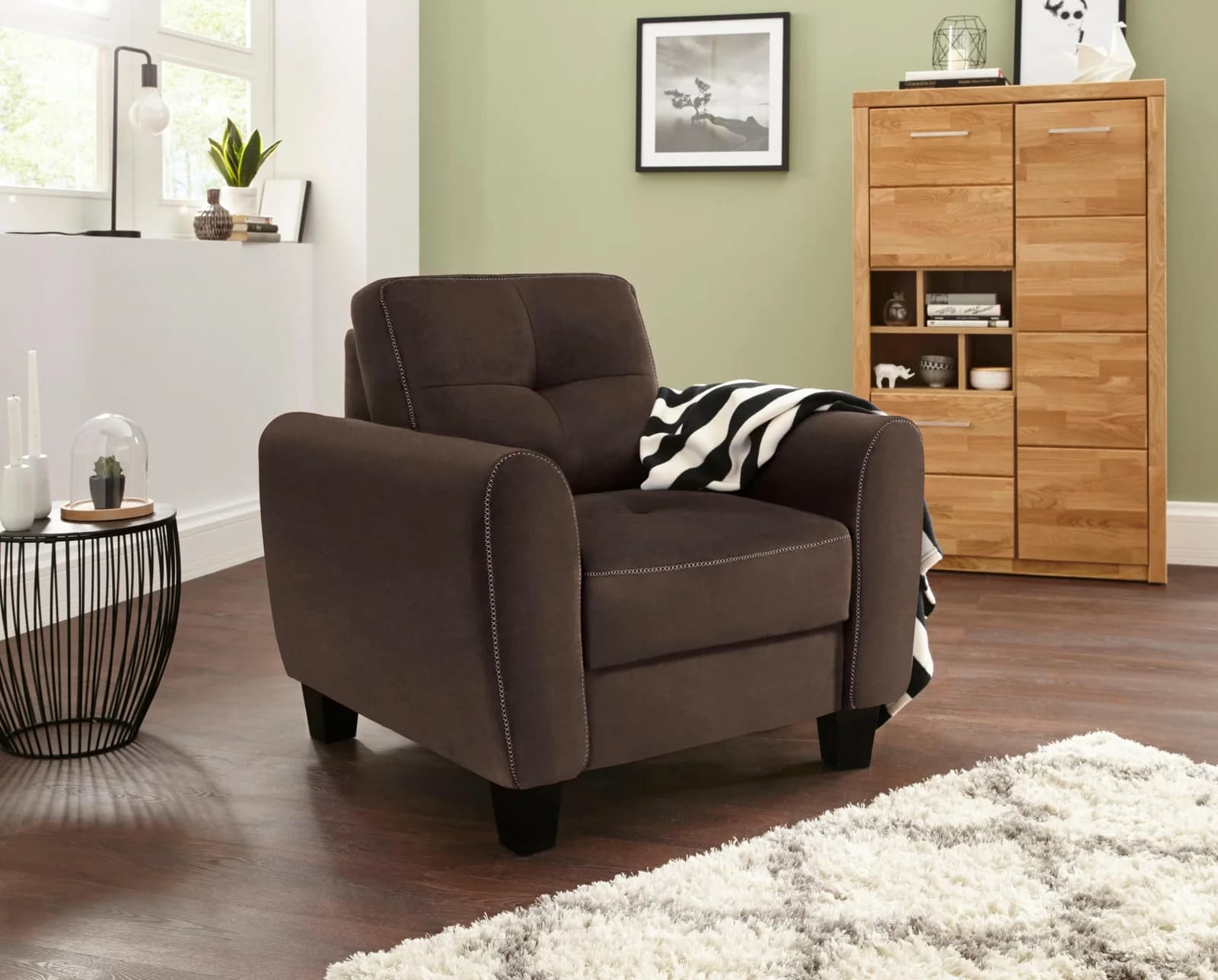 Sessel SIT & MORE Varese Dunkelbraun mit Federkern