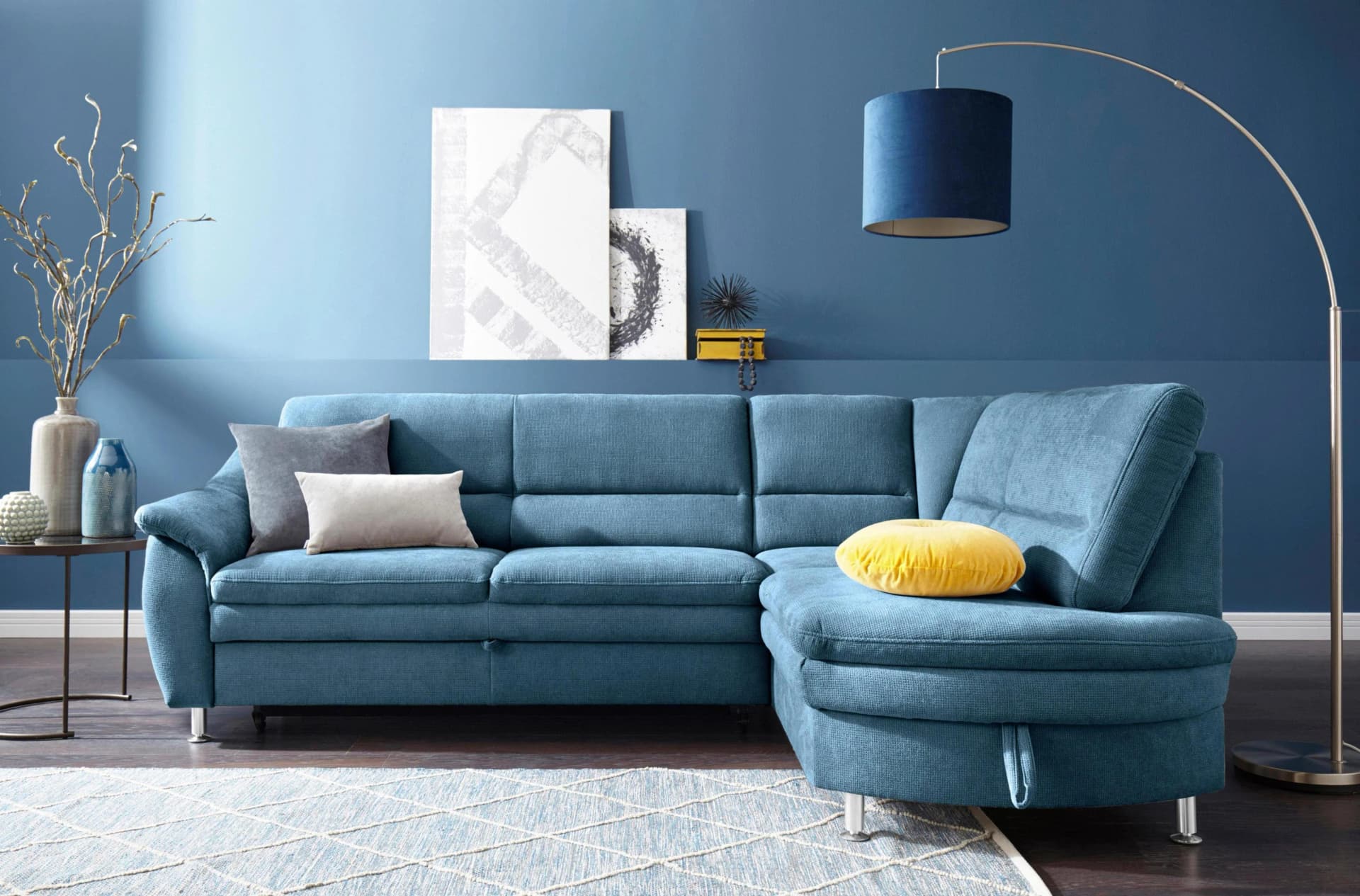SIT & MORE Ecksofa Cardoso L-Form Azur mit Bettfunktion