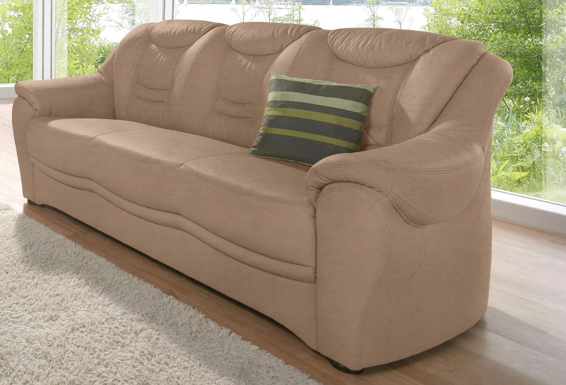 SIT & MORE Bansin 3-Sitzer Sofa Braun Microfaser