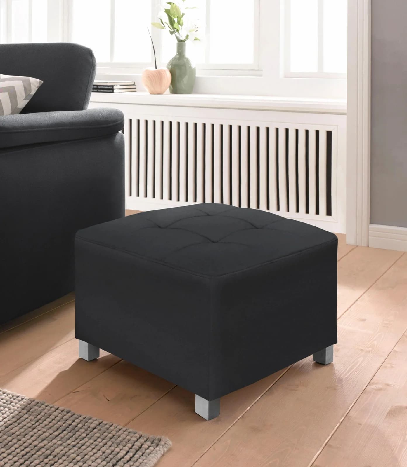 SIT & MORE Hocker Pablo Schwarz Kunstleder Microfaser
