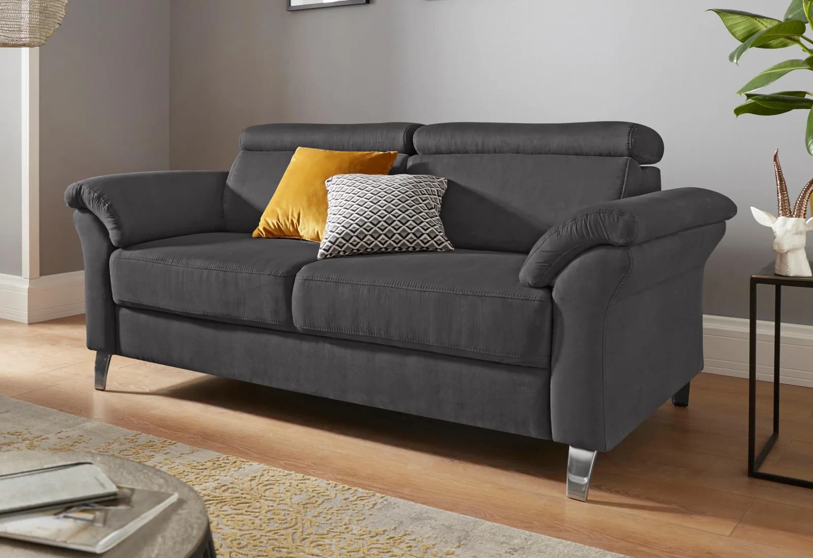 SIT & MORE Sofa Arngast 2,5-Sitzer Graphit mit Kopfteilverstellung