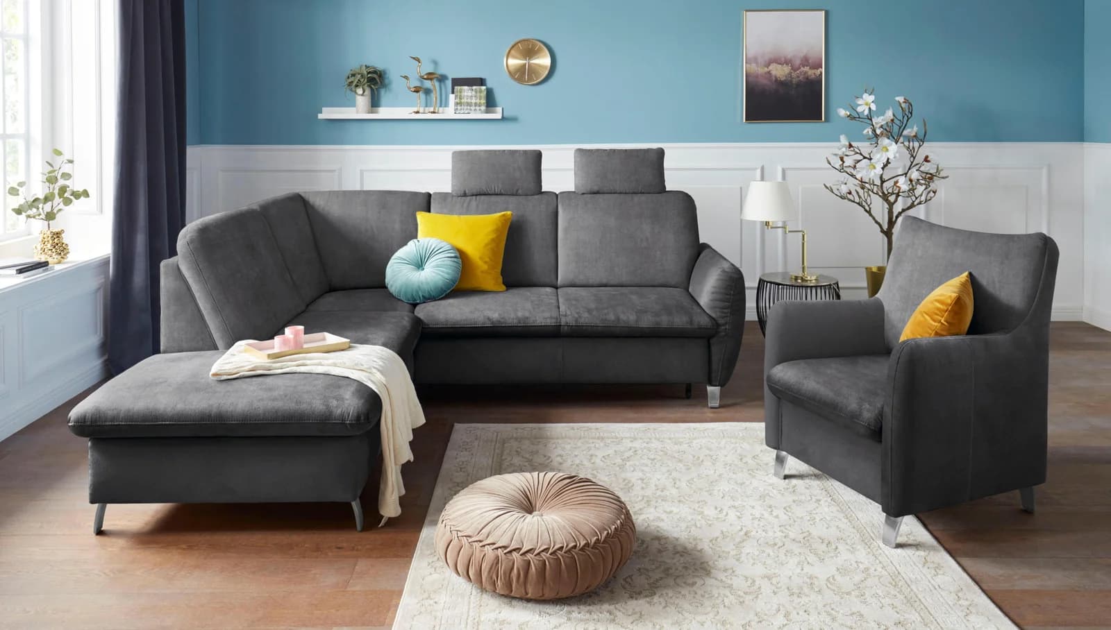sit&more Ecksofa mit Federkern, Kopfstützen und Bettfunktion
