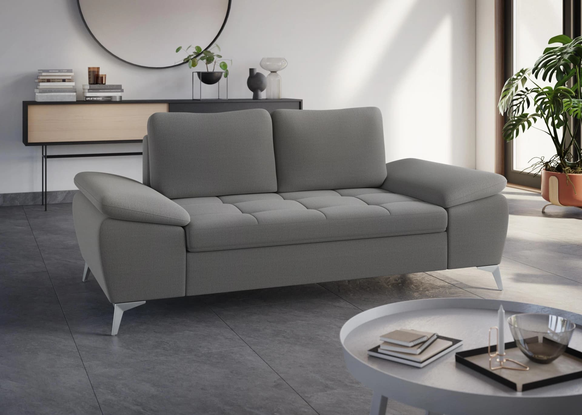 SIT & MORE 2-Sitzer Latigo Grau Sofa mit Metallfüßen