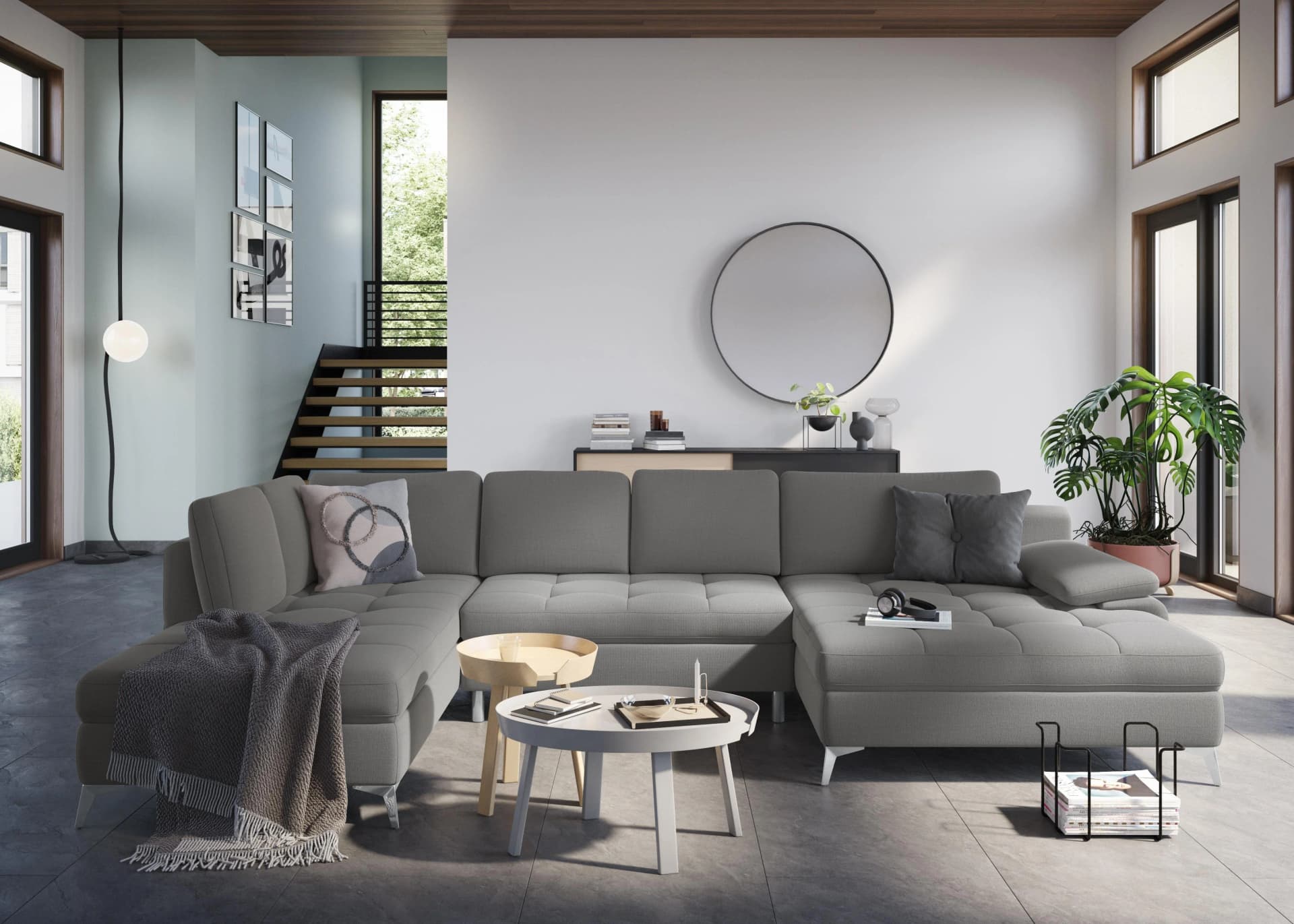 Sit & More Wohnlandschaft Latigo U-Form Grau mit Mega-Recamiere