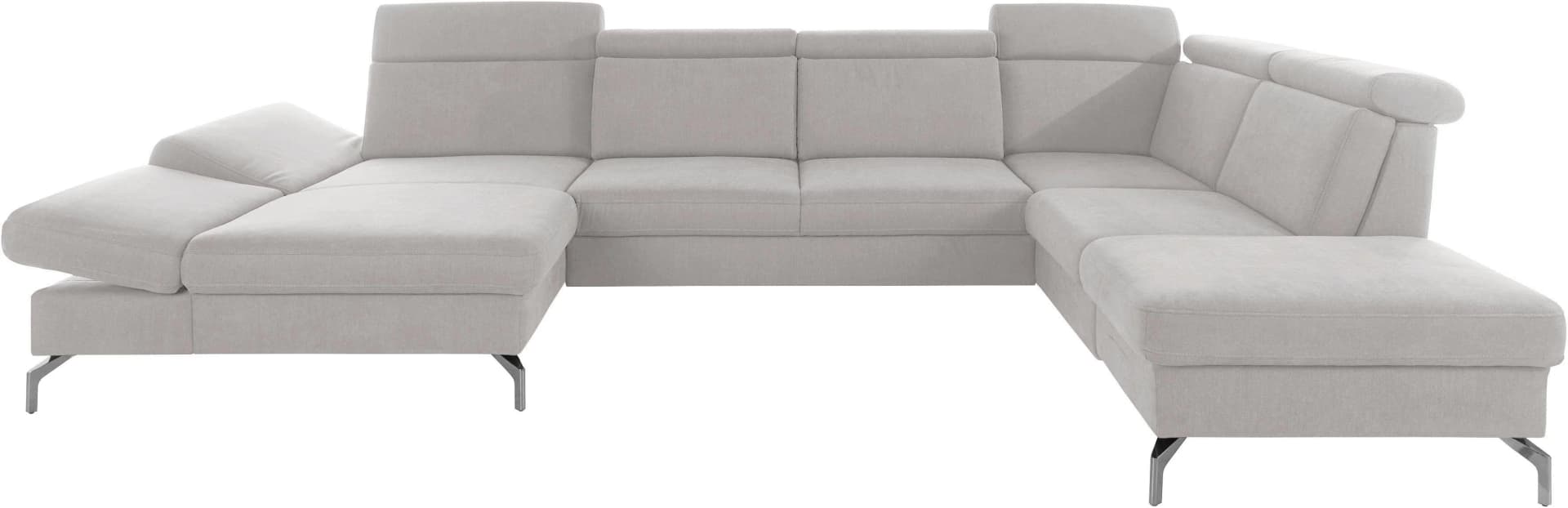 SIT & MORE Wohnlandschaft Brisbane U-Form Silber mit Verstellfunktion