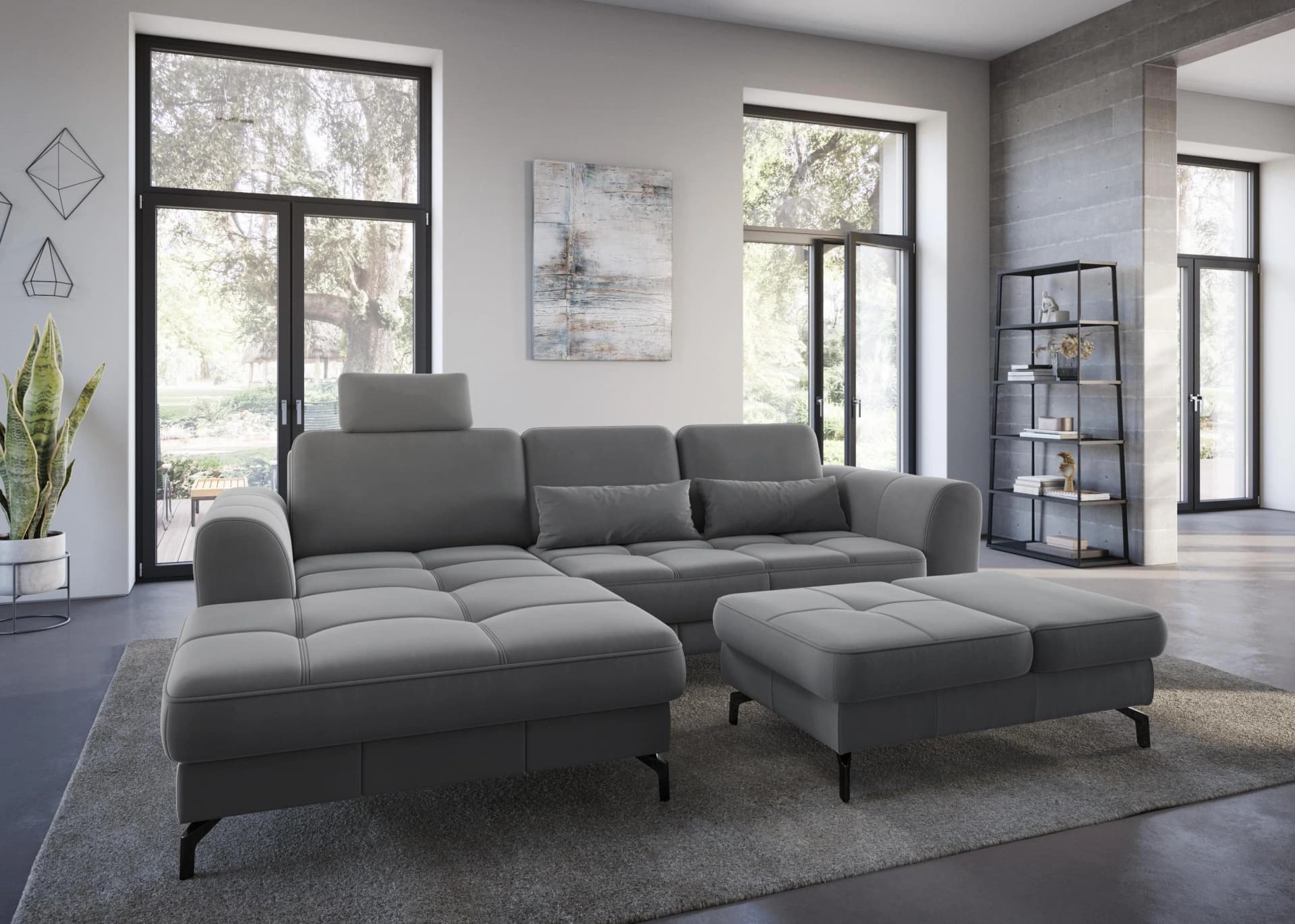 SIT & MORE Ecksofa Bendigo L-Form hellgrau mit Sitztiefenverstellung